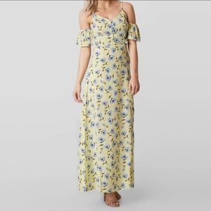 ✨3/$25 Blu Pepper Yellow Blue Floral Off Shoulder Maxi Dress